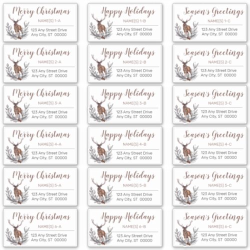 Rustic Deer Buck Christmas Holiday Address Labels