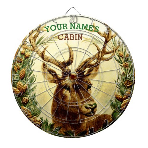 Rustic Deer Cabin Personalized Dart Board