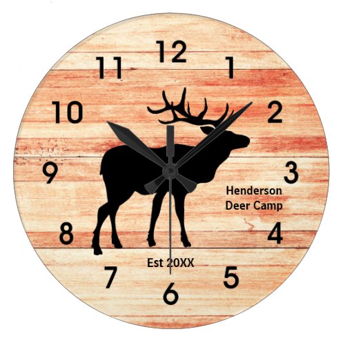Rustic Deer Camp Wood Style Acrylic Clock