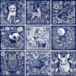 Rustic Deer Ceramic Ceramic Tile<br><div class="desc">Introducing the Rustic Deer Ceramic Tile from our Woodland Animals collection. This decorative tile features a charming linocut print of a deer in classic navy blue and white. The sweet songbird motif pops against the clean navy background. Part of a set of rustic woodland creature tiles perfect for kitchens, bathrooms,...</div>