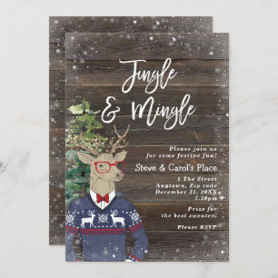 rustic deer christmas holiday party invitation