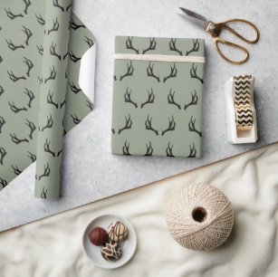 Brown Country moose pattern wrapping paper