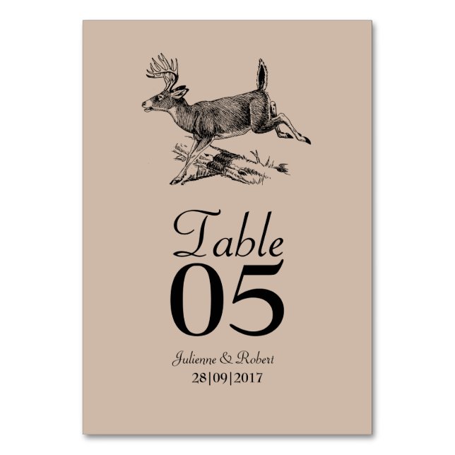 Rustic Deer Forest Wedding Table Card (Front)