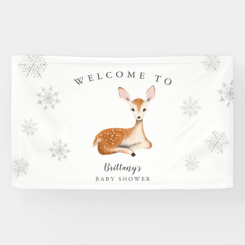 Rustic Deer Gray Winter Baby Shower Welcome Banner