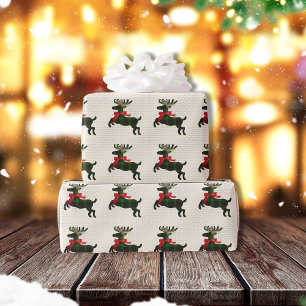 Rustic Deer Green Boho Pattern Wrapping Paper