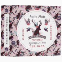 Rustic Deer Head Baby Book Girls Birth Stats Album