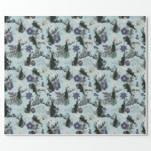Rustic Deer Head Blue Floral Modern Baby Shower Wrapping Paper (Flat)