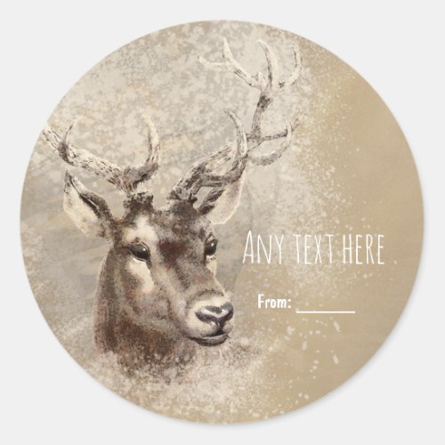 Rustic Deer Head Country Wedding Favor Classic Round Sticker