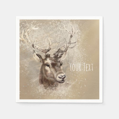 Rustic Deer Head Country Wedding Party Paper Napkins