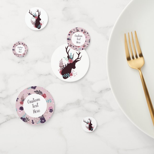 Rustic Deer Head Mauve Floral Girl Baby Shower Confetti (Group)