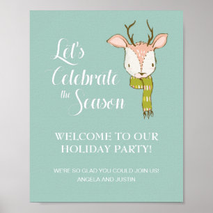 Rustic Deer Holiday Party Welcome Poster