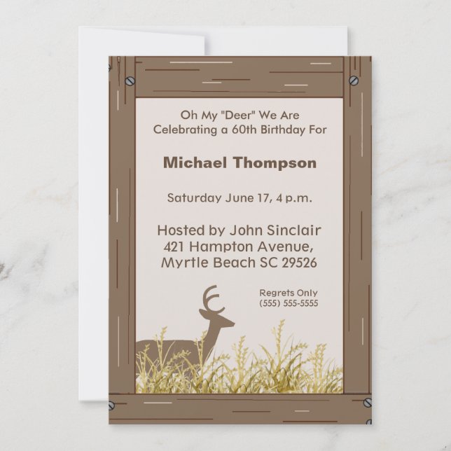 Rustic Deer Hunter Nature Birthday Invitation (Front)