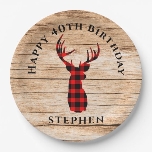 Rustic Deer Hunter Theme 40th Birthday Party Paper Plates