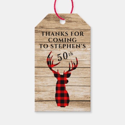 Rustic Deer Hunter Theme 50th Birthday Party Favor Gift Tags