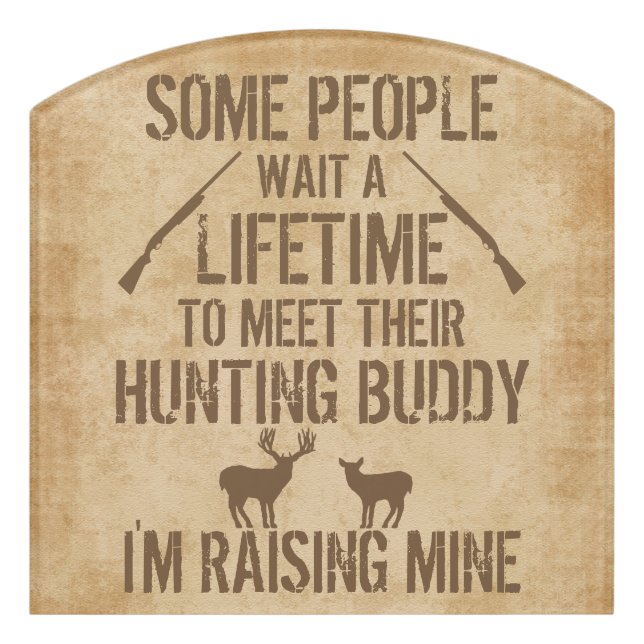 Rustic Deer Hunting Buddy Door Sign (Contour Front)