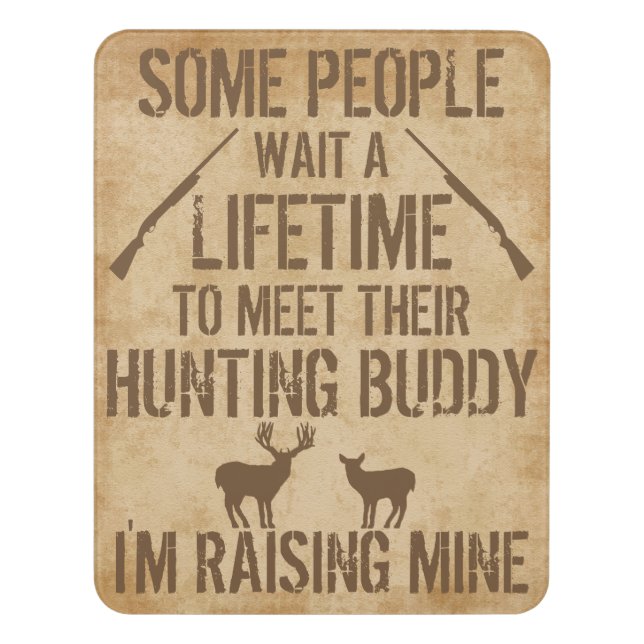 Rustic Deer Hunting Buddy Door Sign (Contemporary Vert)