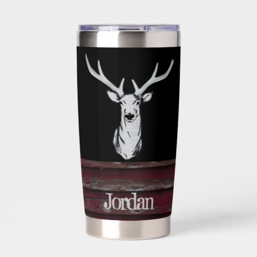 Rustic Deer Hunting Stag Buck Antlers Name Insulated Tumbler