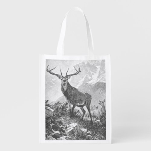 Rustic Deer in the High Mountains Grocery Bag