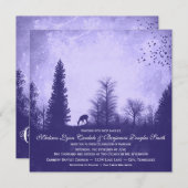 Rustic Deer in Trees Purple Wedding Invitations (Front/Back)