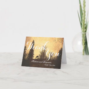 Rustic Deer in Trees Wedding Thank You Cards