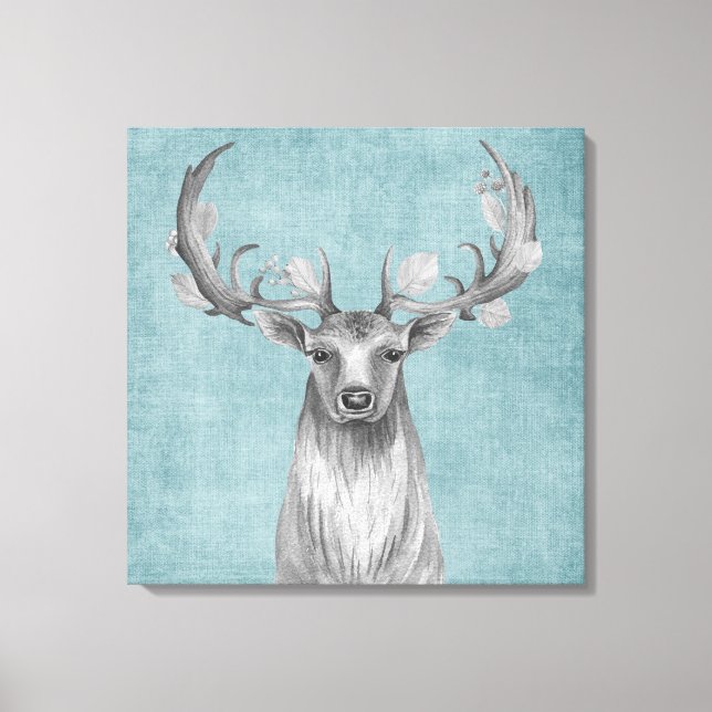 Rustic Deer on Denim Canvas Print (Front)
