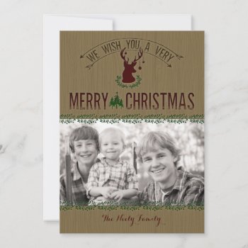 Rustic Deer Photo Christmas Card by BarbaraNeelyDesigns at Zazzle