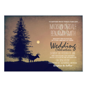Rustic Deer Pine Tree Country Wedding Invitations