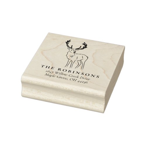Rustic Deer Return Address Rubber Stamp