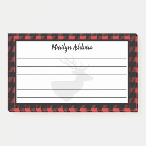 Rustic Deer Silhouette  Buffalo Check Plaid Post_it Notes