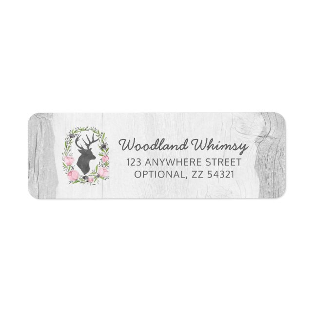 Rustic Deer Silhouette Floral Return Address Label (Front)