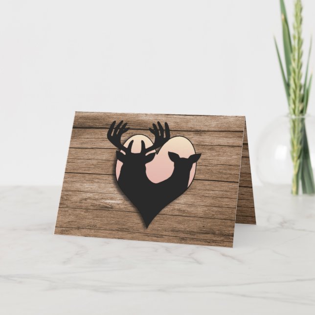 Rustic Deer Silhouette Hunting Valetines Day Card (Front)