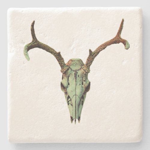 Rustic Deer Skull Stone Coaster