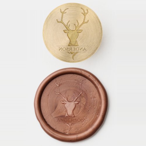 Rustic Deer Stag Head Antlers  Monogram Wax Seal Stamp