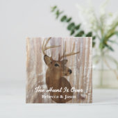 rustic deer the hunt is over wedding invitation (Standing Front)