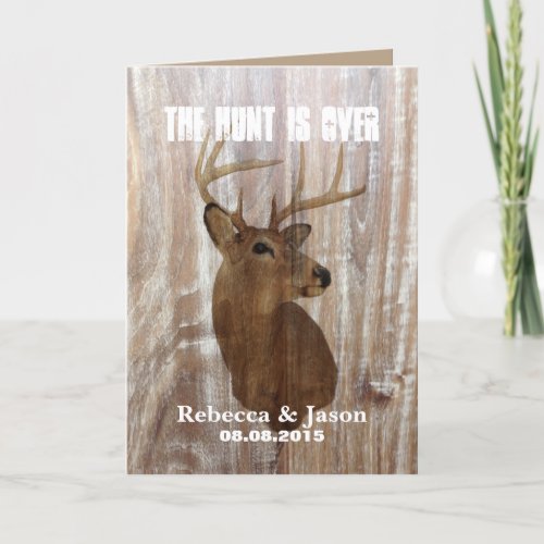 rustic deer the hunt is over wedding invitation