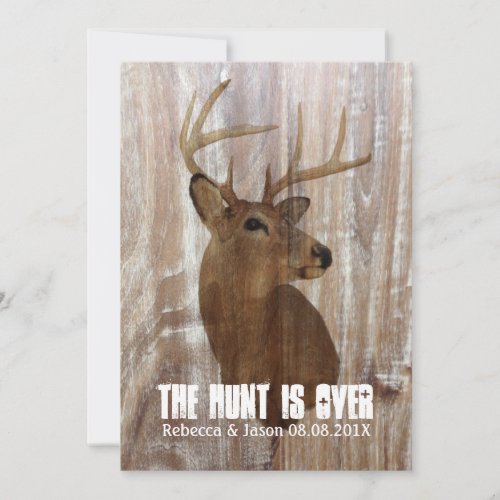 rustic deer the hunt is over wedding invitation