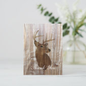 rustic deer the hunt is over wedding thank you postcard (Standing Front)