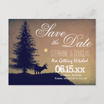 Rustic Deer Tree Country Save The Date Postcards by RusticCountryWedding at Zazzle