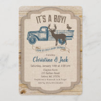 Rustic Deer Truck Boy Baby Shower Invitation