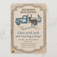 Rustic Deer Truck Boy Baby Shower Invitation