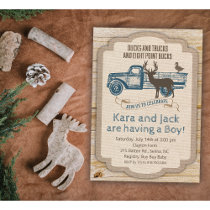 Rustic Deer Truck Boy Baby Shower Invitation