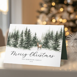 Rustic Deer Watercolor Christmas Card
