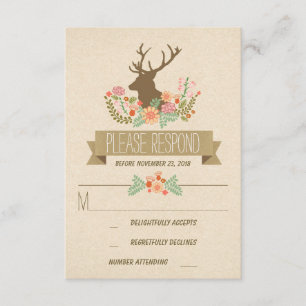 Rustic deer wedding RSVP cards