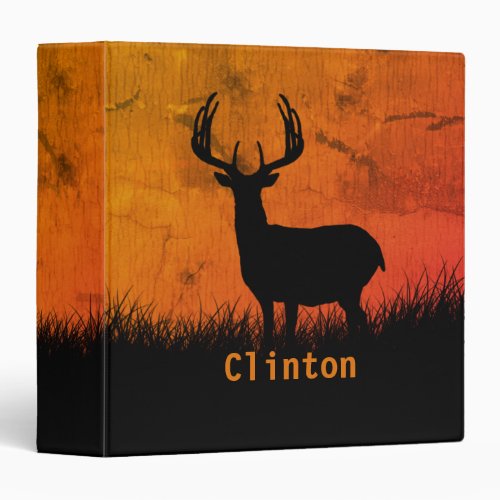 Rustic Deer Wildlife Autumn Background Name 3 Ring Binder