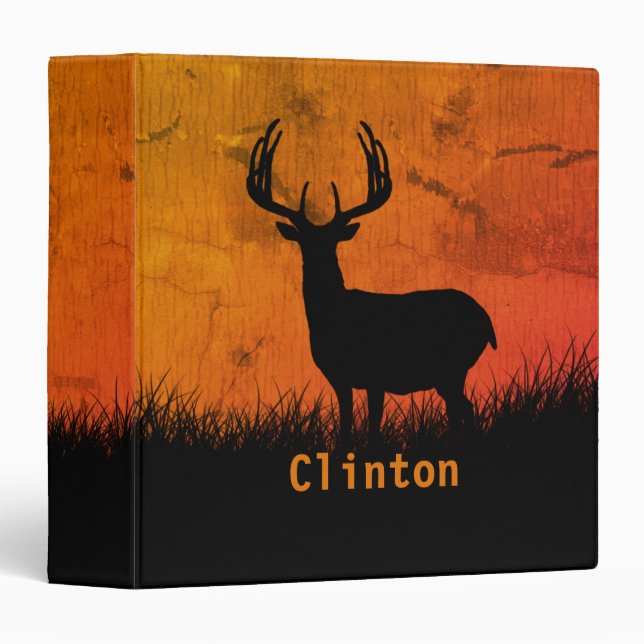 Rustic Deer Wildlife Autumn Background Name 3 Ring Binder (Front/Spine)