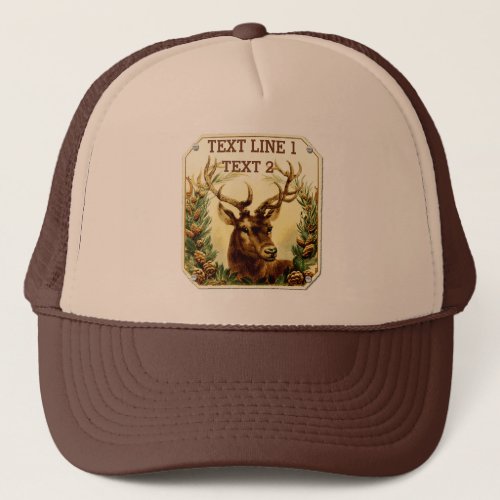Rustic Deer with Pine Cones Personalized Trucker Hat