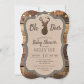 Rustic Deer Wood Baby Shower Invitation (Front)