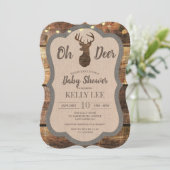Rustic Deer Wood Baby Shower Invitation (Standing Front)