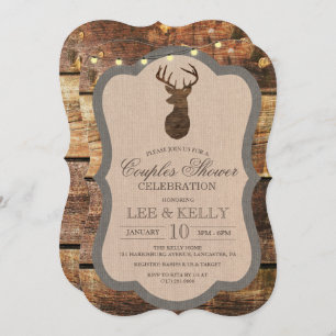 Rustic Deer Wood Couples Shower Invitation