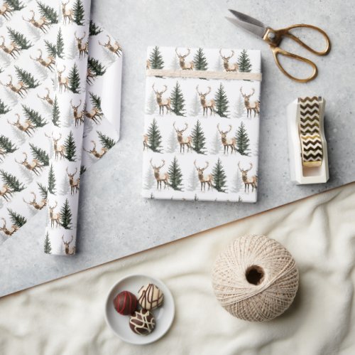 Rustic Deer Woodland Christmas Wrapping Paper
